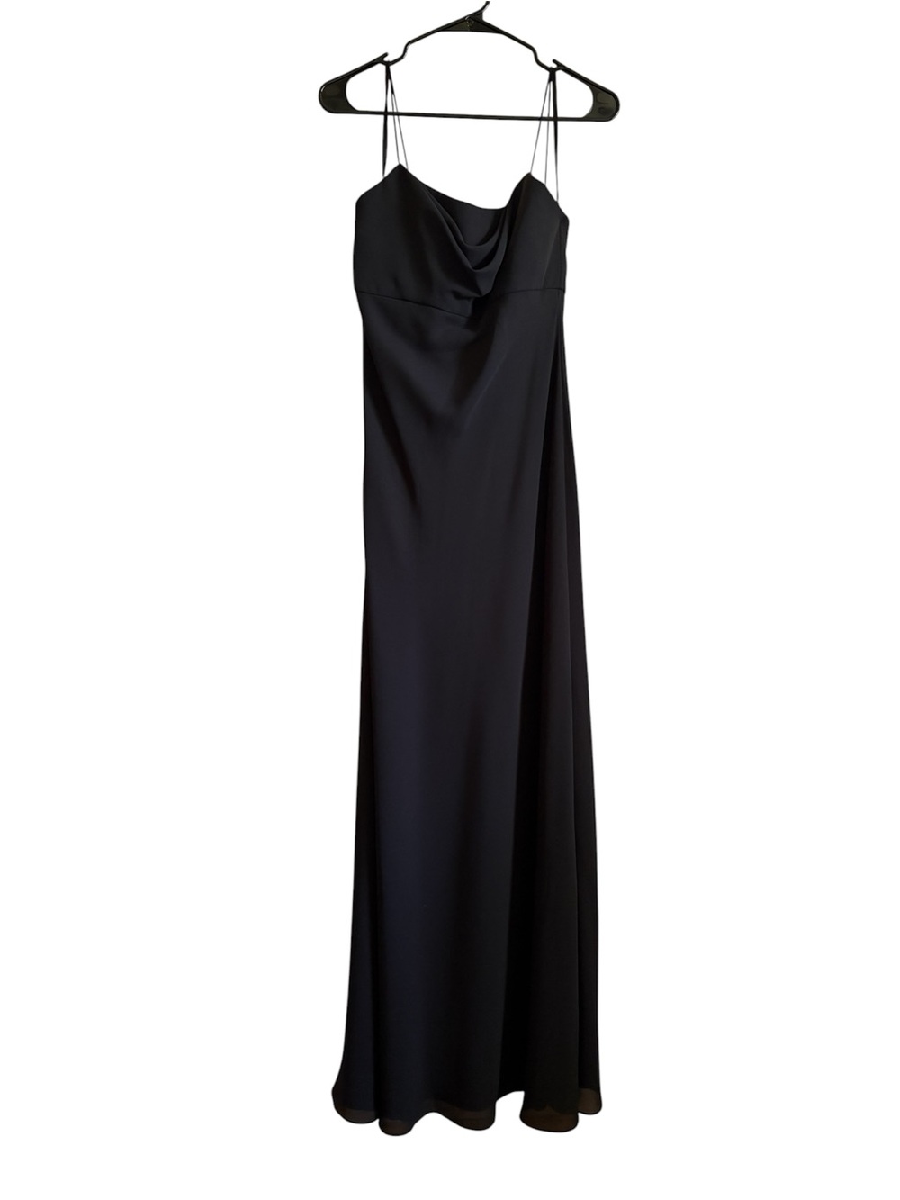 David’s Bridal Black Cowl-Neck Spaghetti Strap Bridesmaid Dress